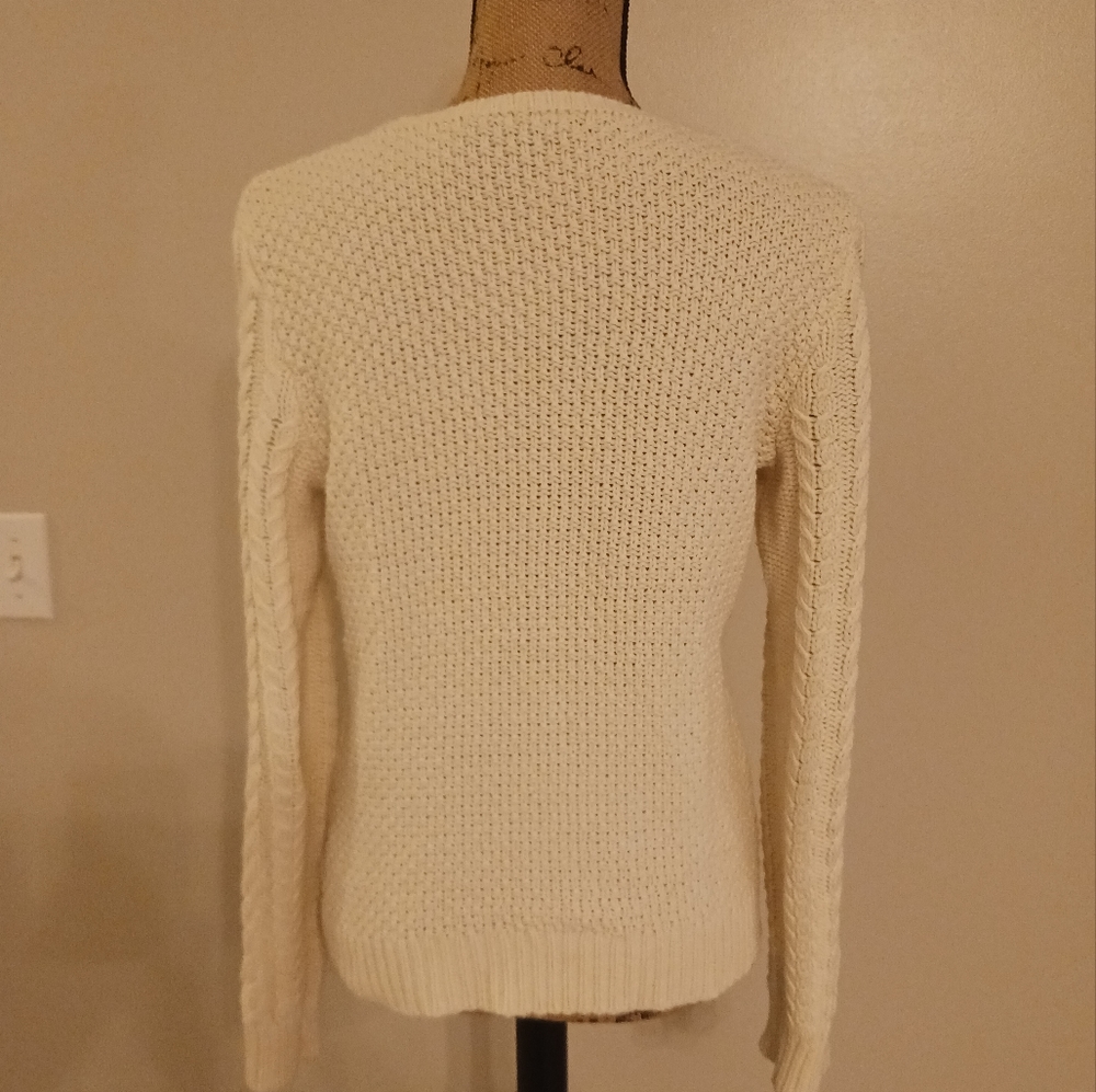 Lauren Ralph Lauren Textured Crew Neck Knit Sweater Cream Size L - Picture 3 of 12